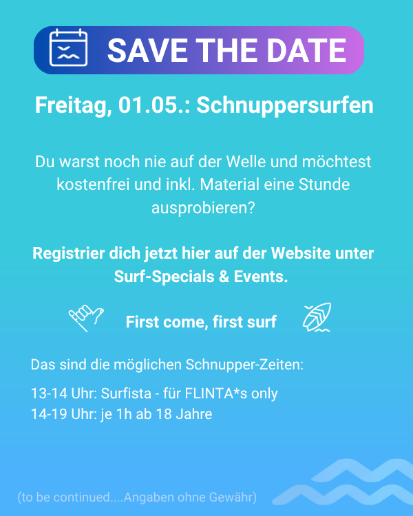 Ankündigung erstes Schnuppersurfen
